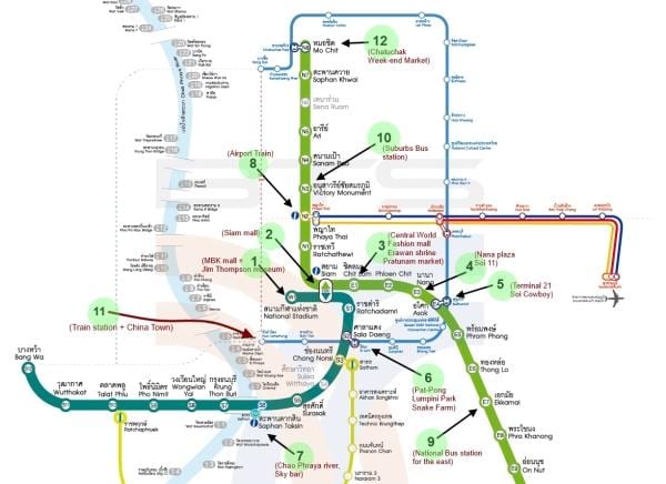 térkép bangkok bts térkép látnivalók