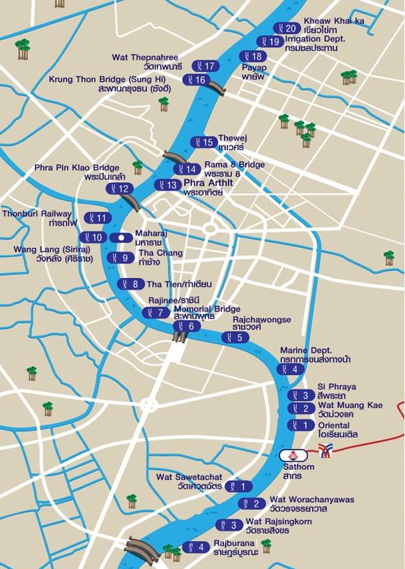 folyami hajó, bangkok térkép