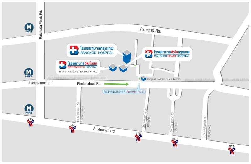 térkép bangkok kórház