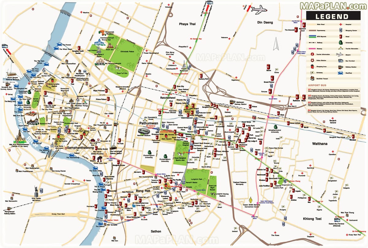 bangkok főbb látnivalók térkép