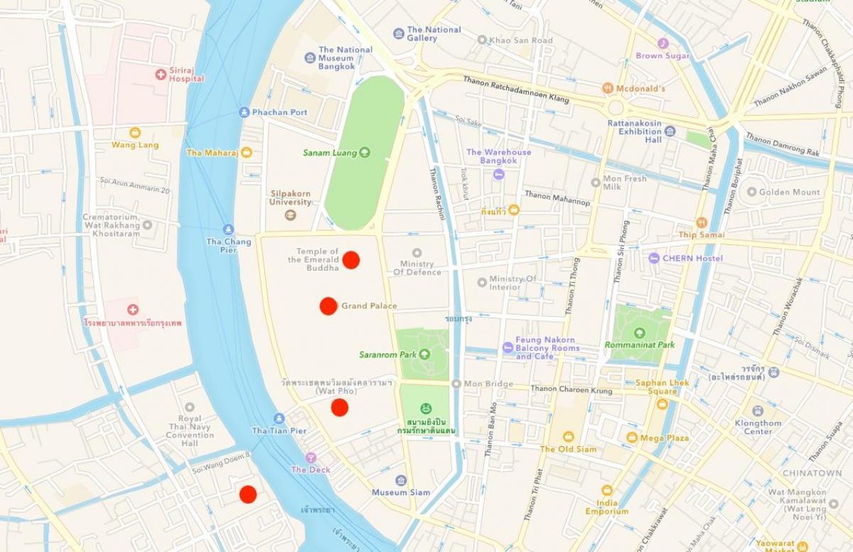 térkép templomok bangkokban