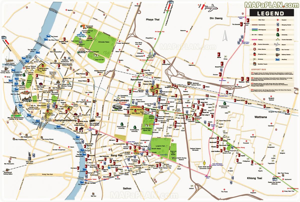 bangkok főbb látnivalók térkép