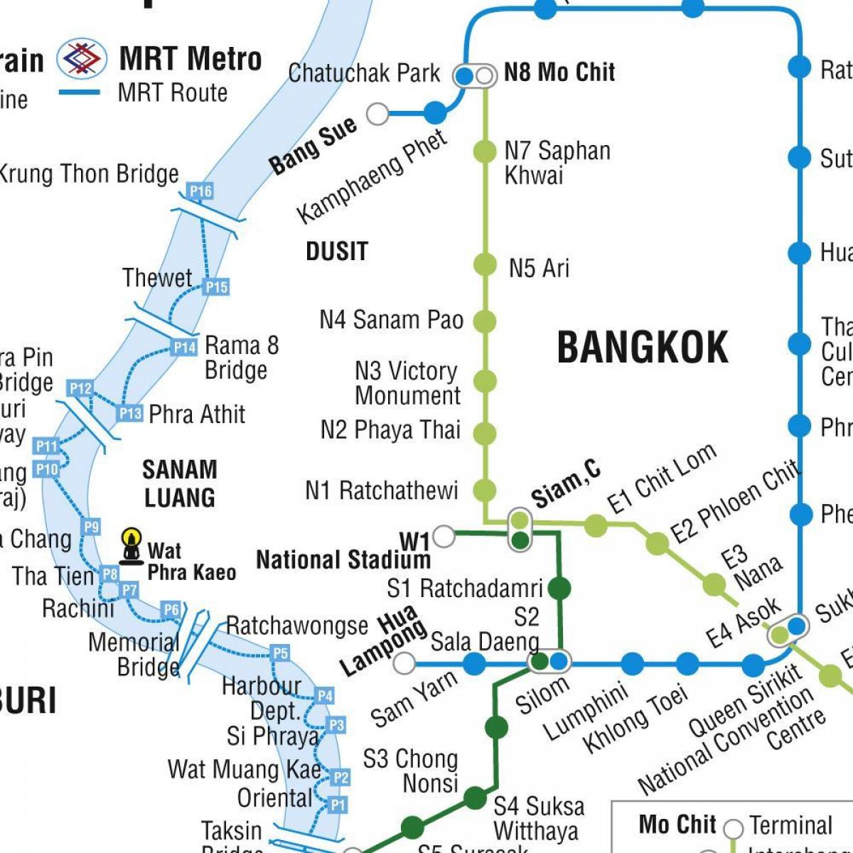 térkép bangkok metró, gyorsvasút