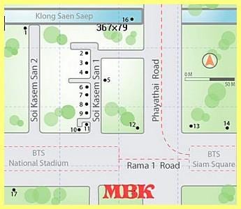 mbk bevásárlóközponttól bangkok térkép